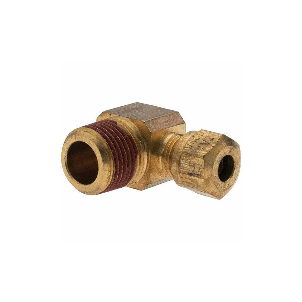 Value Collection Compression Tube Male Elbow: 7/16-24, 1/4" Tube OD, Compression x MNPT - 10774
