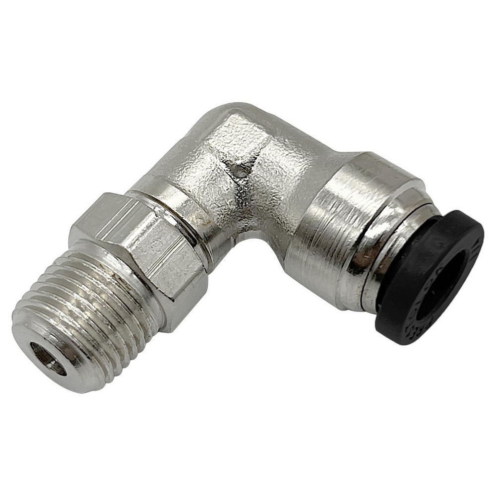 Parker Push-to-Connect Push-to-Connect x Male NPTF Fitting: 90 deg Swivel Elbow, 1/4 Thread, NPTF, 3/8" OD - W169PLP-6-4
