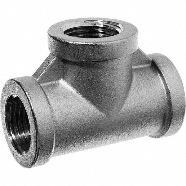 Merit Brass Pipe Tee: 1/2", 304 Stainless Steel - K406-08