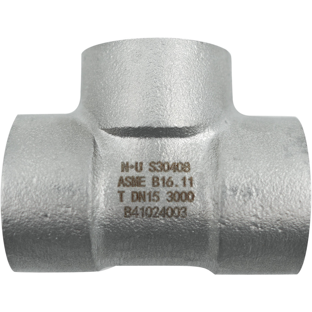 Merit Brass Pipe Tee: 1/2", 304 Stainless Steel - K406-08