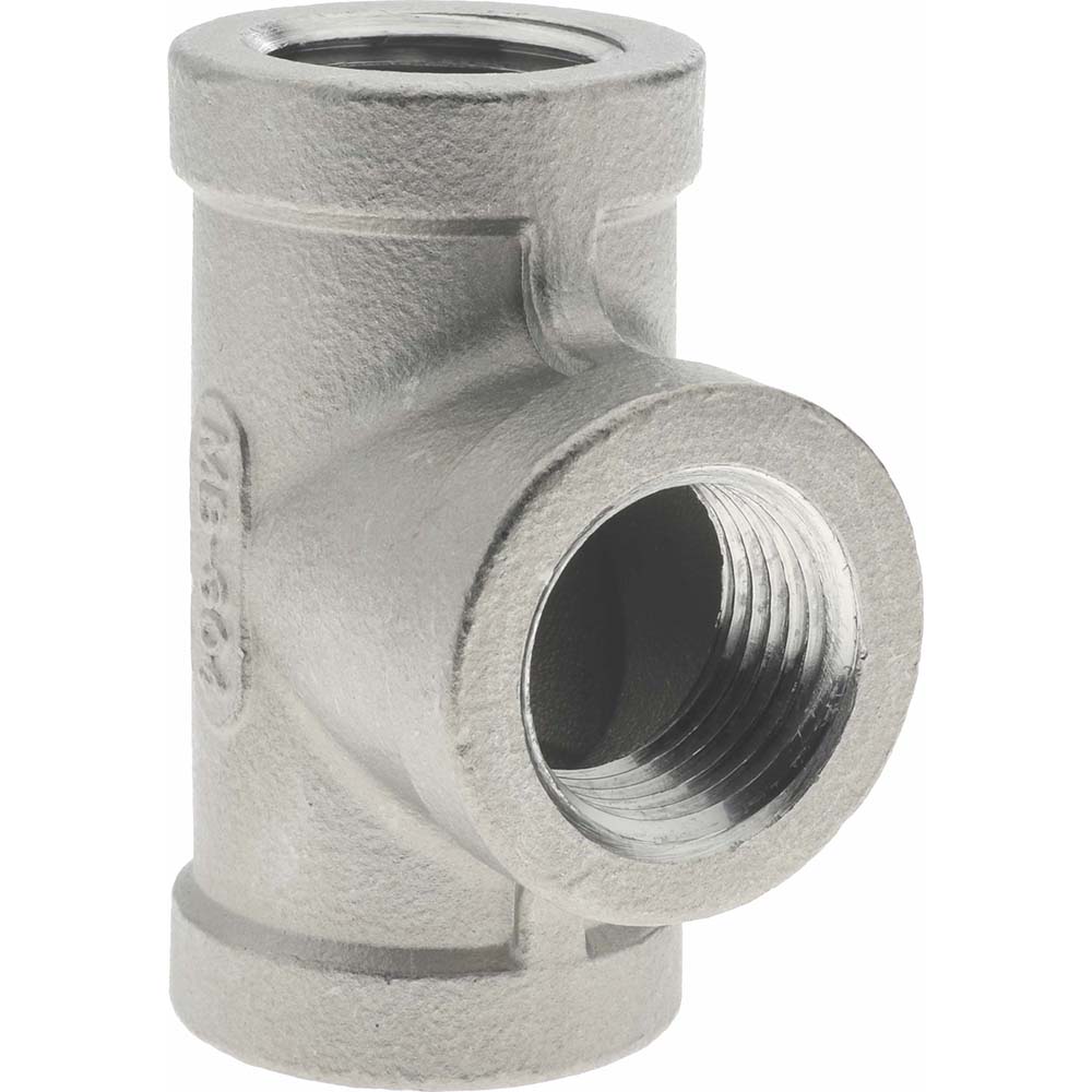 Merit Brass Pipe Tee: 1/2", 304 Stainless Steel - K406-08