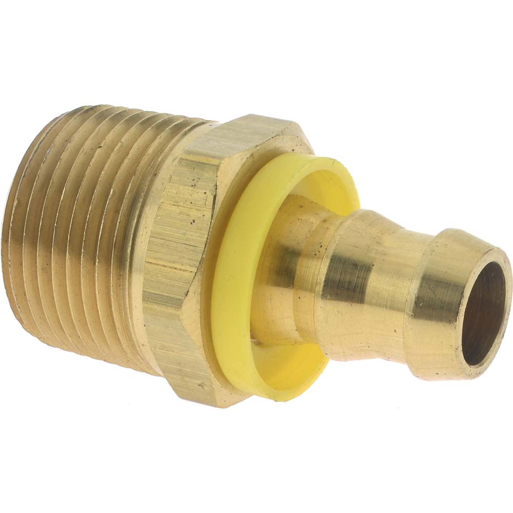 CerroBrass Barbed Push-On Hose Male Connector: 1/2" NPTF, Brass, 1/2" Barb - 30207