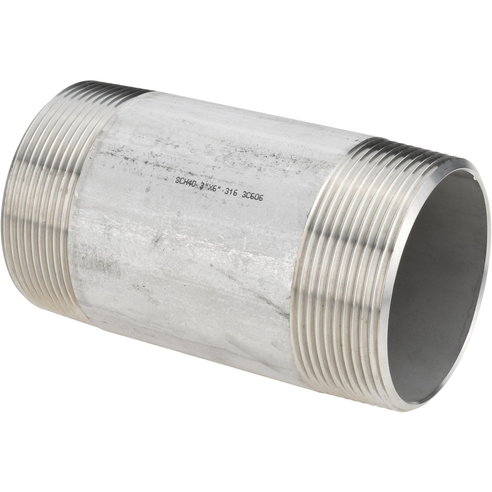 Merit Brass Stainless Steel Pipe Nipple: 3" Pipe, Grade 316 & 316L - 6048-600