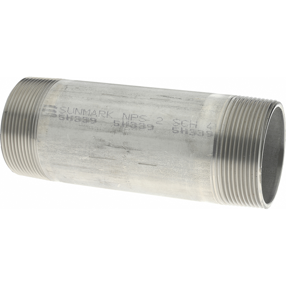 Value Collection Stainless Steel Pipe Nipple: 2" Pipe, Grade 316 & 316L - 6BN2*6