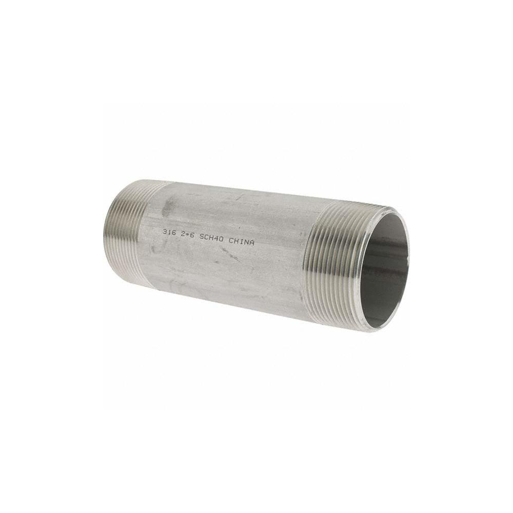Value Collection Stainless Steel Pipe Nipple: 2" Pipe, Grade 316 & 316L - 6BN2*6
