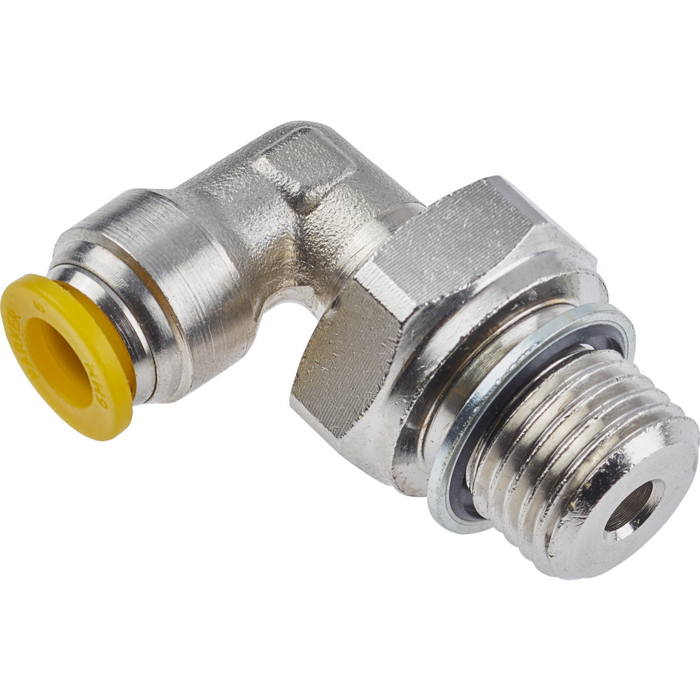 Parker Push-to-Connect Push-to-Connect x Male BSPP Fitting: Male Connector, 1/4 Thread, BSPP, 6 mm OD - 68PLP-6M-4G