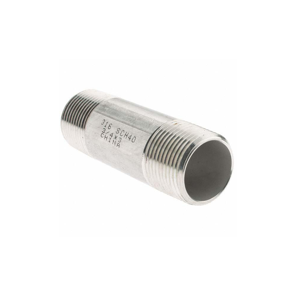 Value Collection Stainless Steel Pipe Nipple: 3/4" Pipe, Grade 316 & 316L - 6BN3/4*3