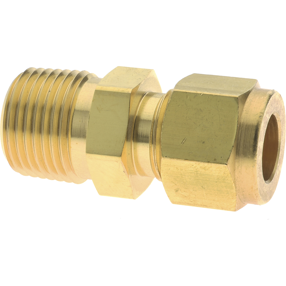 Parker Compression Tube Connector: 3/8" Tube OD, Compression x MNPT - 6MSC6N-B