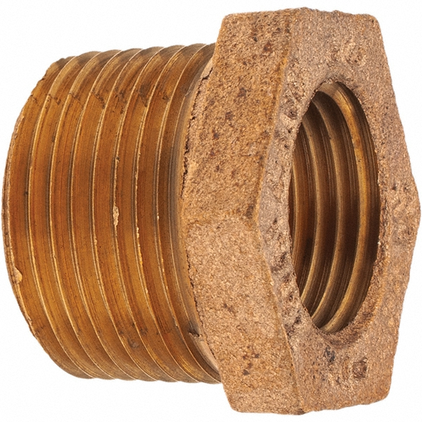 Merit Brass Brass Pipe Bushing: 1/4 x 1/8" Fitting, Threaded, MNPT x FNPT, Class 125 - BS115-0402