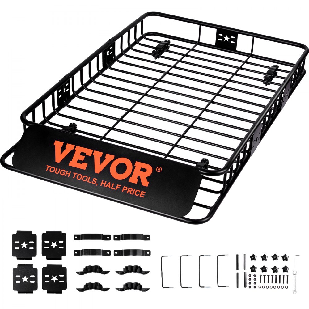 VEVOR Roof Rack Cargo Basket, 64" x 39" x 6" Rooftop Cargo Carrier with Extension, Heavy-duty 200 LBS Capacity Universal Roof Rack Basket, Luggage Holder for SUV, Truck, Vehicle - CDXLJJY364396P5CVV0