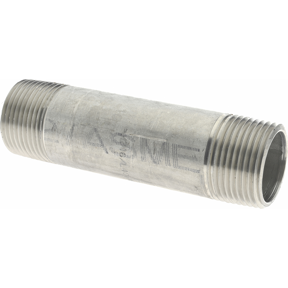 Merit Brass Stainless Steel Pipe Nipple: 1" Pipe, Grade 316 & 316L - 6016-450