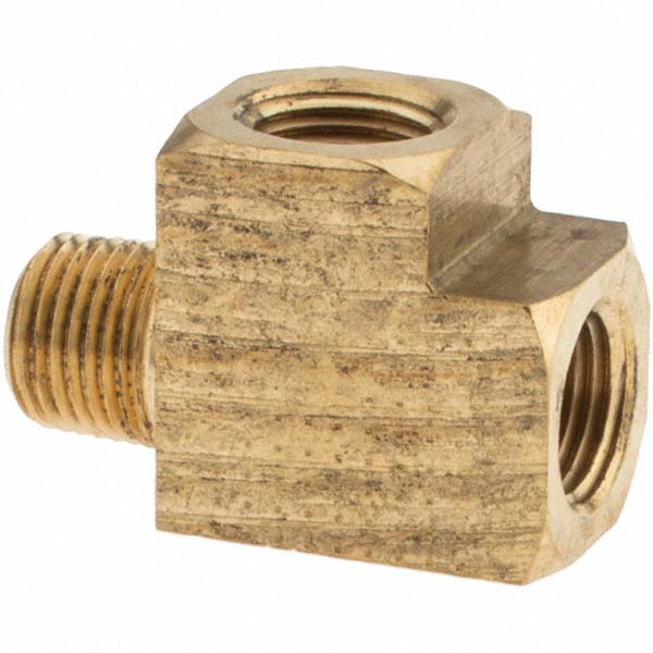 Parker Industrial Pipe Street Tee: 1/8" Female Thread, 1/8" Male Thread, MNPTF x FNPTF - 2225P-2