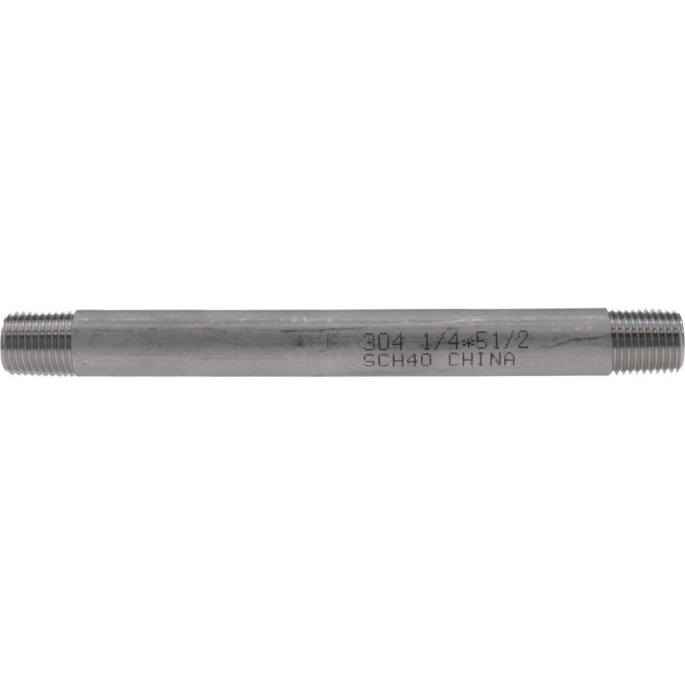 Value Collection Stainless Steel Pipe Nipple: 1/4" Pipe, Grade 304 & 304L - 4BN1/4*51/2