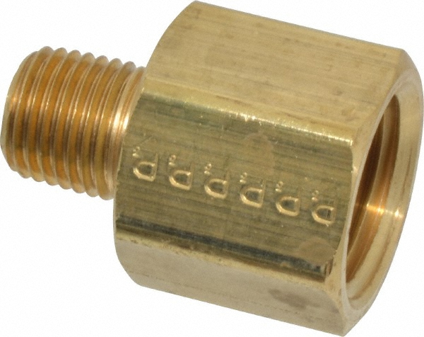 Parker Industrial Pipe Adapter: 1/4" Female Thread, 1/4" Male Thread, MNPTF x FNPTF - 222P-4-4