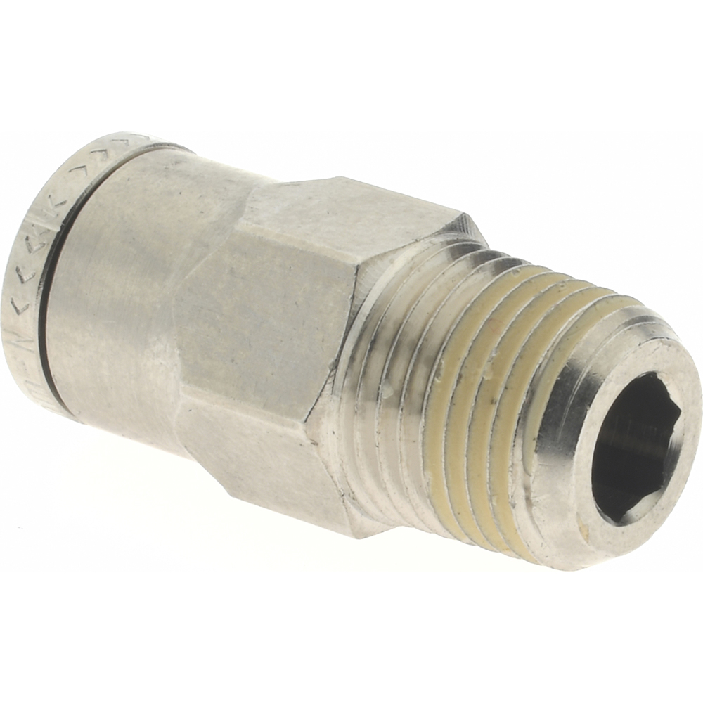 Norgren Push-to-Connect Tube x MNPT x Tube x Male Fitting: Pneumatic Adapter, NPTF, 6.00 mm OD - 104250618