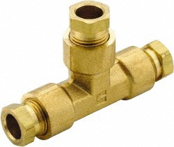 CerroBrass Compression Tube Union: 7/16-24, 1/4" Tube OD, Compression x Compression x Compression - 18103