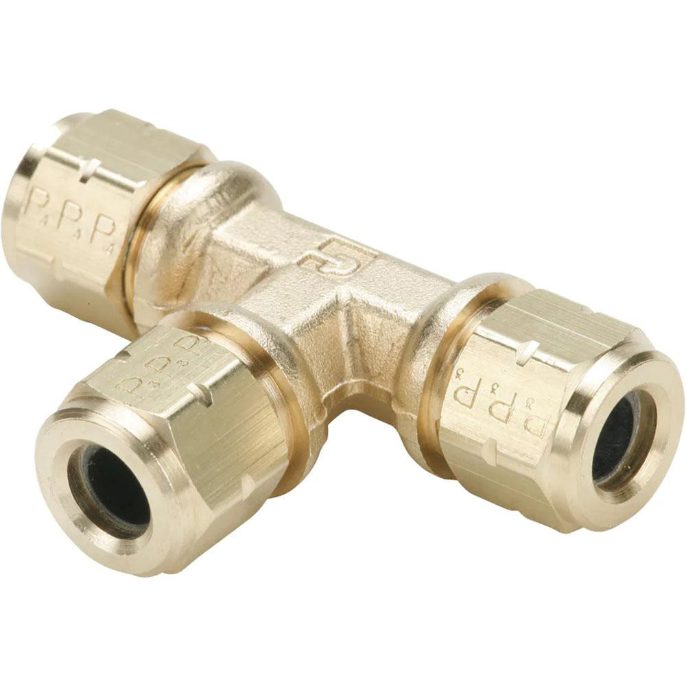 CerroBrass Compression Tube Union: 7/16-24, 1/4" Tube OD, Compression x Compression x Compression - 18103