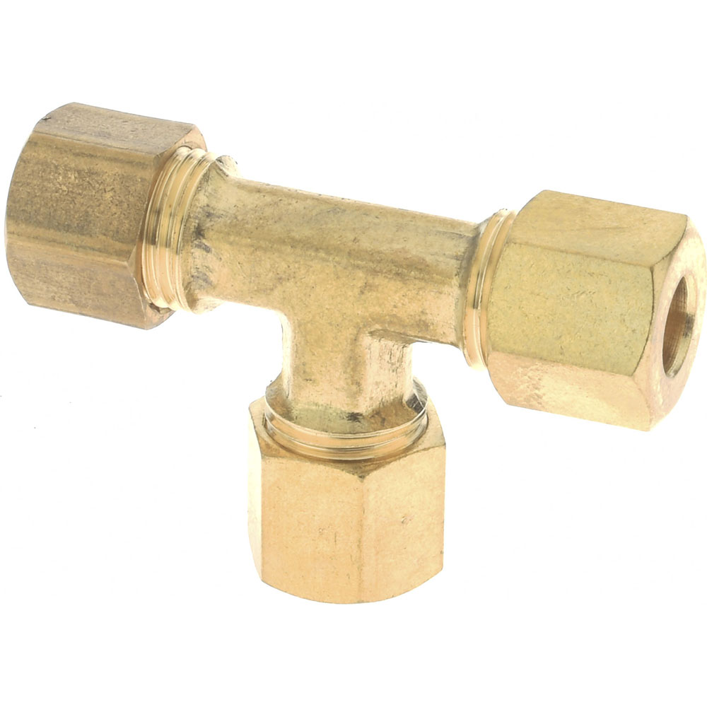 CerroBrass Compression Tube Union: 7/16-24, 1/4" Tube OD, Compression x Compression x Compression - 18103