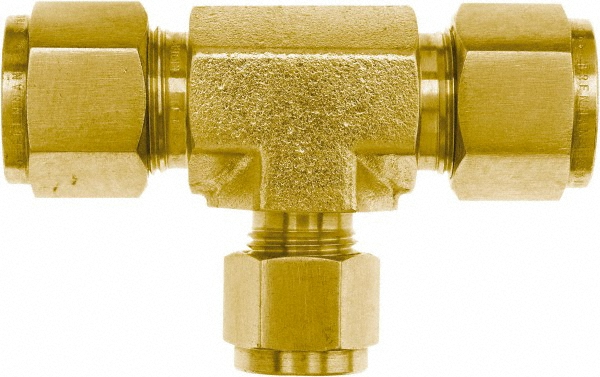 CerroBrass Compression Tube Union: 7/16-24, 1/4" Tube OD, Compression x Compression x Compression - 18103