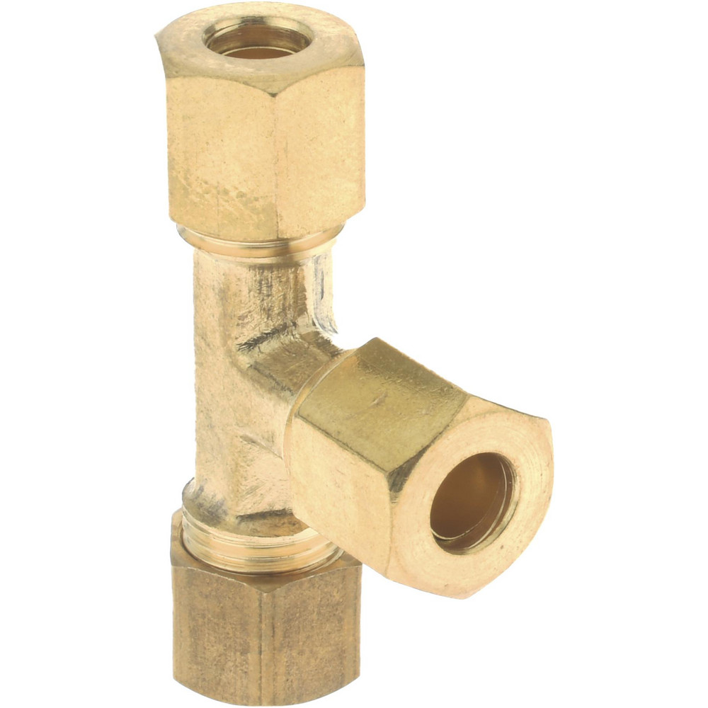 CerroBrass Compression Tube Union: 7/16-24, 1/4" Tube OD, Compression x Compression x Compression - 18103