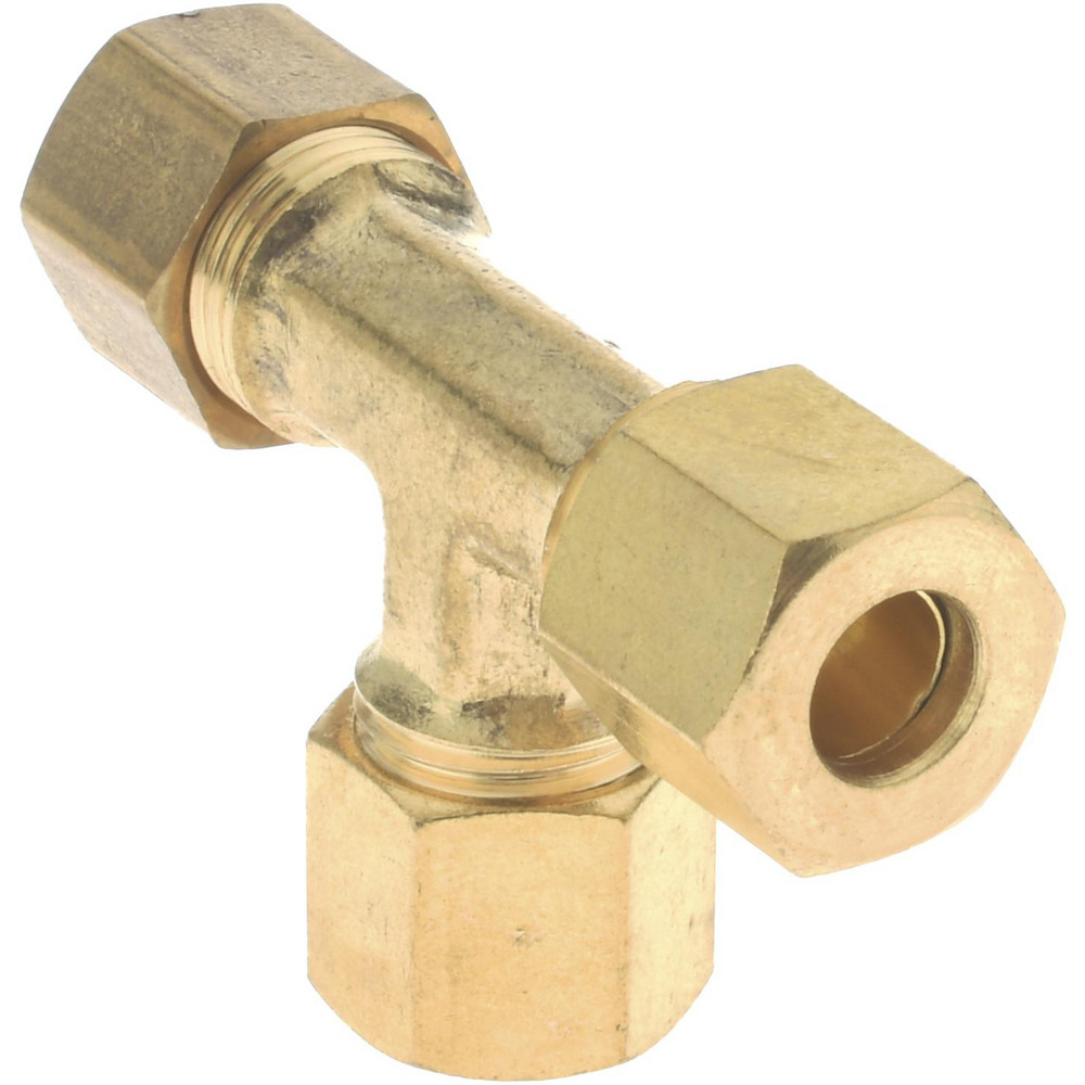 CerroBrass Compression Tube Union: 7/16-24, 1/4" Tube OD, Compression x Compression x Compression - 18103