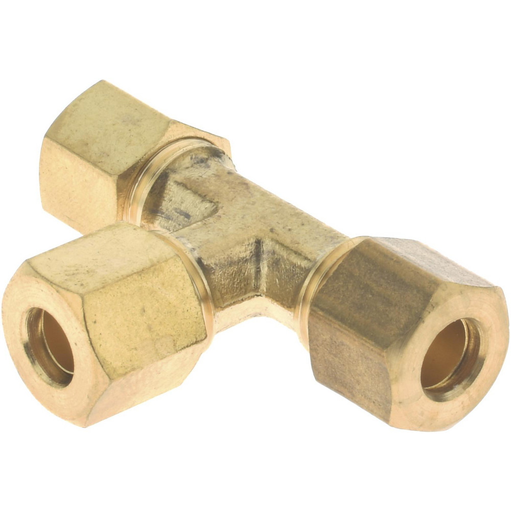CerroBrass Compression Tube Union: 7/16-24, 1/4" Tube OD, Compression x Compression x Compression - 18103