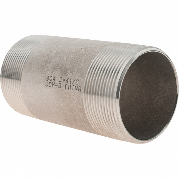 Merit Brass Stainless Steel Pipe Nipple: 2" Pipe, Grade 304 & 304L - 4032-450