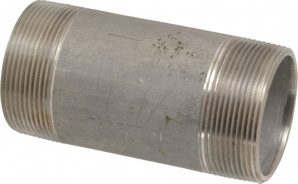Merit Brass Stainless Steel Pipe Nipple: 2" Pipe, Grade 304 & 304L - 4032-450