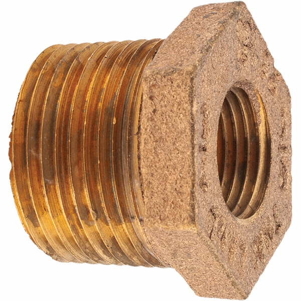 Merit Brass Brass Pipe Bushing: 1-1/2 x 1-1/4" Fitting, Threaded, MNPT x FNPT, Class 125 - X114-2420