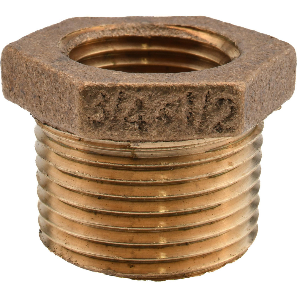 Merit Brass Brass Pipe Bushing: 1-1/2 x 1-1/4" Fitting, Threaded, MNPT x FNPT, Class 125 - X114-2420