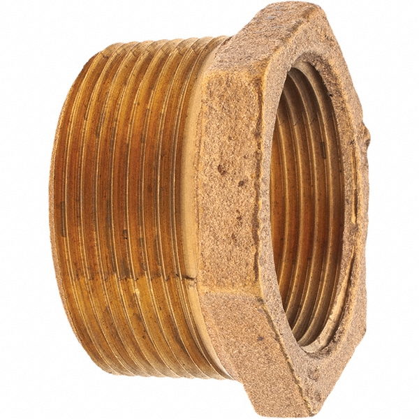 Merit Brass Brass Pipe Bushing: 1-1/2 x 1-1/4" Fitting, Threaded, MNPT x FNPT, Class 125 - X114-2420
