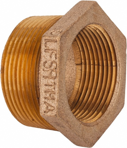 Merit Brass Brass Pipe Bushing: 1-1/2 x 1-1/4" Fitting, Threaded, MNPT x FNPT, Class 125 - X114-2420