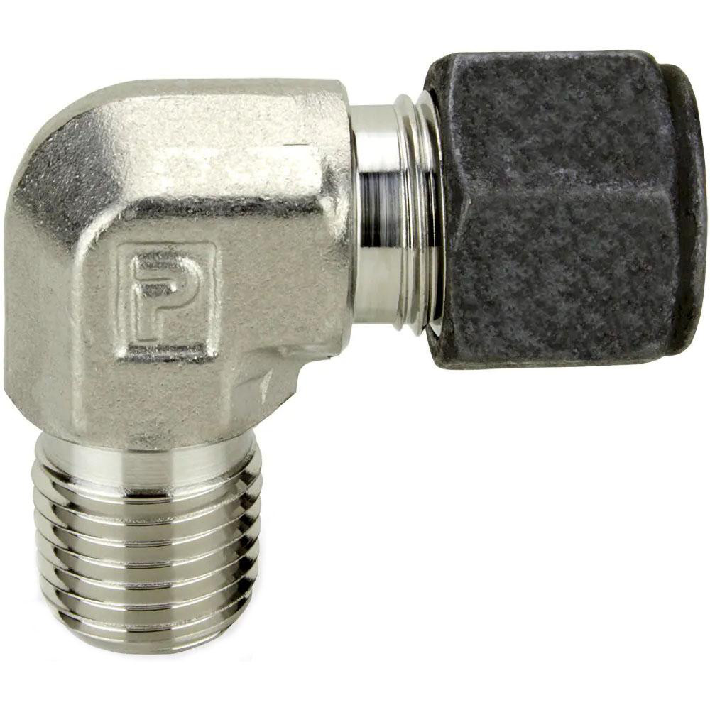 Parker Compression Tube Male Elbow: 1/4" Tube OD, Compression x MNPT - 4-6 CBZ-SS