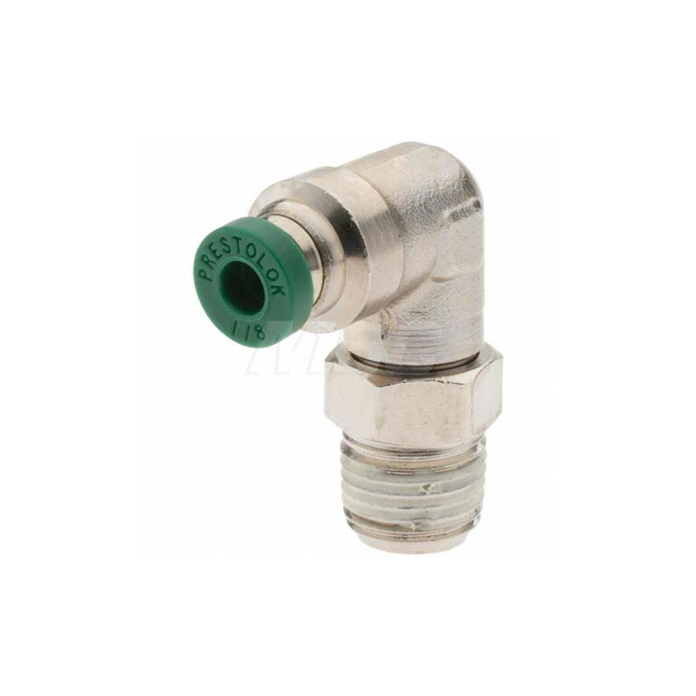 Parker Push-to-Connect Tube x MNPT x Tube x Male Fitting: Swivel Elbow, NPTF, 1/8" OD - 12539