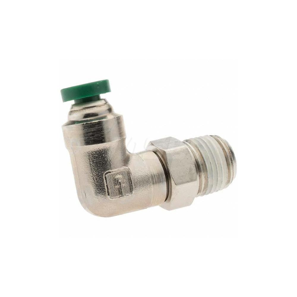 Parker Push-to-Connect Tube x MNPT x Tube x Male Fitting: Swivel Elbow, NPTF, 1/8" OD - 12539