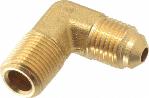 Parker Brass Flared Tube 90 Deg Male Elbow: 3/16" OD, 1/8-27 Thread, 45 deg Flared Angle - 149F-3-2