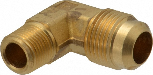 Parker Brass Flared Tube 90 Deg Male Elbow: 3/16" OD, 1/8-27 Thread, 45 deg Flared Angle - 149F-3-2