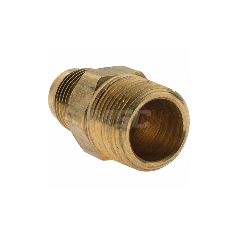 Parker Brass Flared Tube Connector: 5/8" OD, 3/4-14 Thread, 45 deg Flared Angle - -11022-10