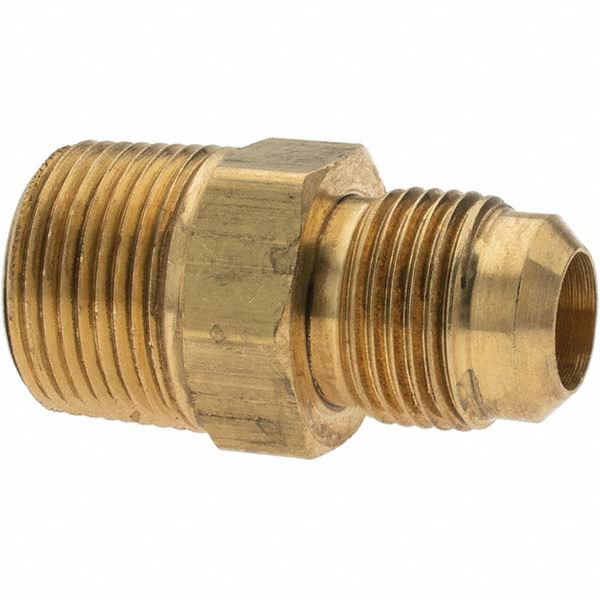 Parker Brass Flared Tube Connector: 5/8" OD, 3/4-14 Thread, 45 deg Flared Angle - -11022-10