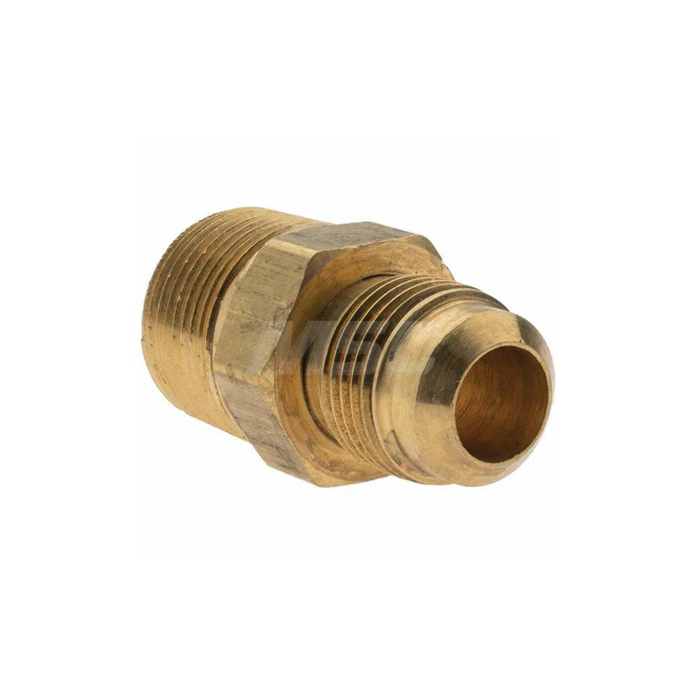 Parker Brass Flared Tube Connector: 5/8" OD, 3/4-14 Thread, 45 deg Flared Angle - -11022-10