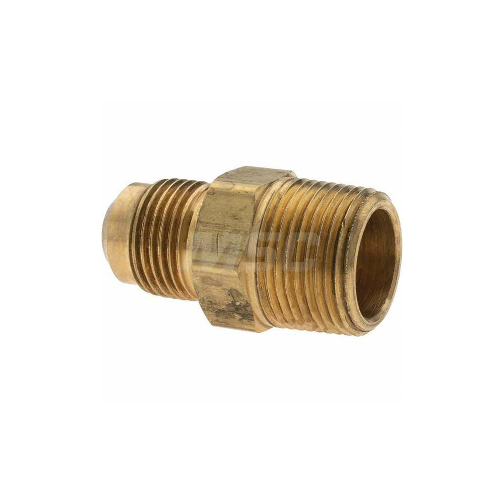 Parker Brass Flared Tube Connector: 5/8" OD, 3/4-14 Thread, 45 deg Flared Angle - -11022-10