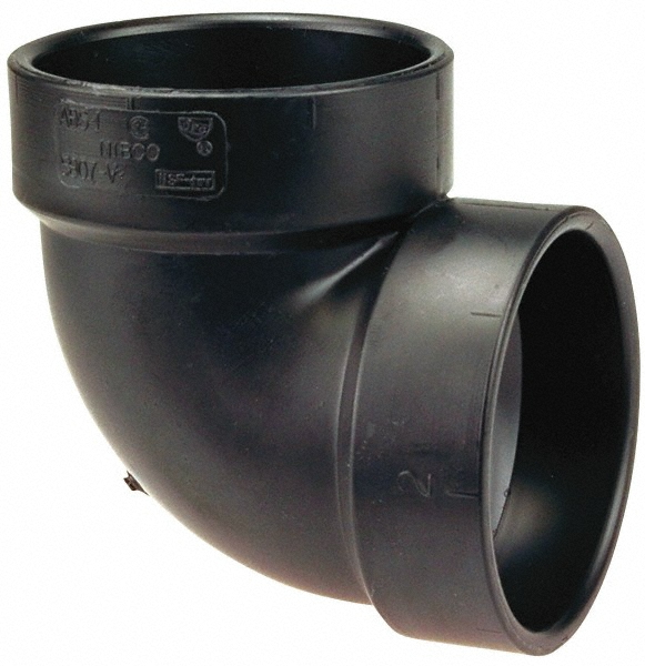 NIBCO Drain, Waste & Vent 90 deg; Elbow: 3" Fitting, Hub x Hub, Acrylonitrile Butadiene Styrene - I055550