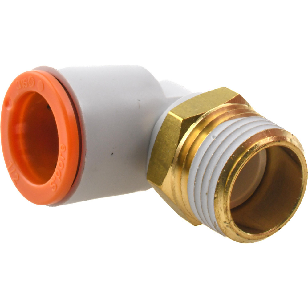 SMC PNEUMATICS Push-to-Connect Push-to-Connect Fitting: Elbow, NPT, 1/2" OD - KQ2L13-36AS