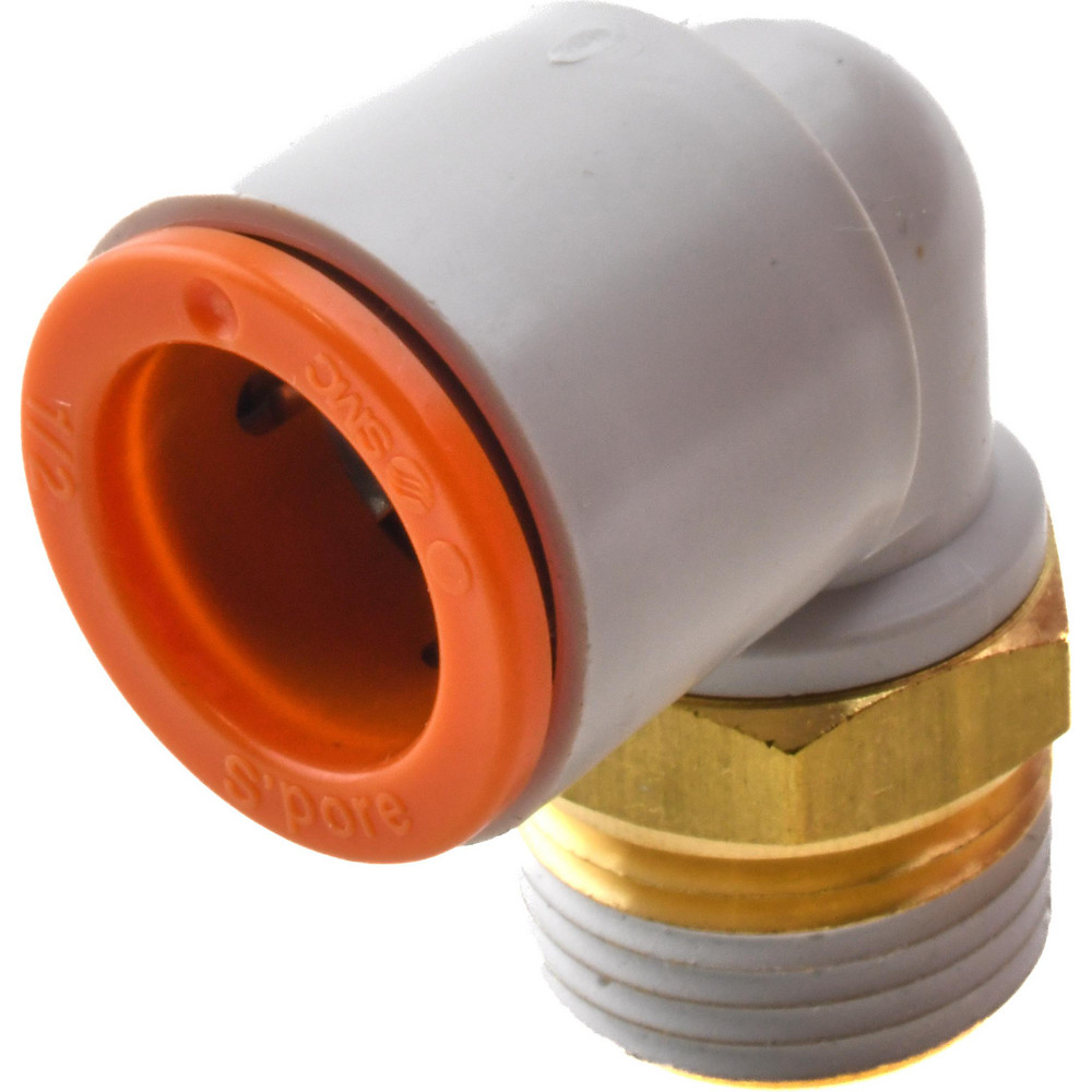 SMC PNEUMATICS Push-to-Connect Push-to-Connect Fitting: Elbow, NPT, 1/2" OD - KQ2L13-36AS