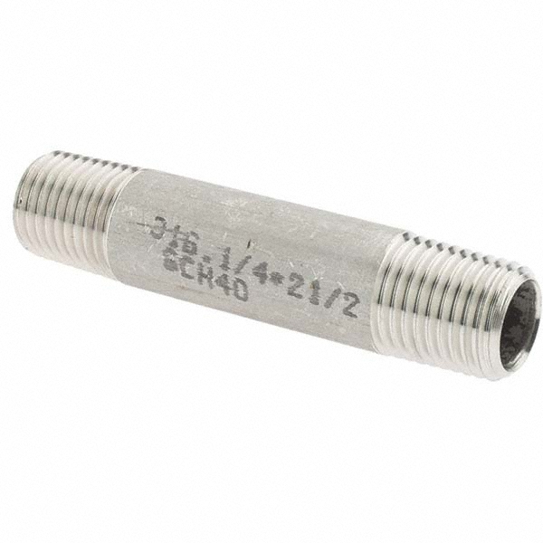 Value Collection Stainless Steel Pipe Nipple: 1/4" Pipe, Grade 316 & 316L - 6BN1/4*21/2