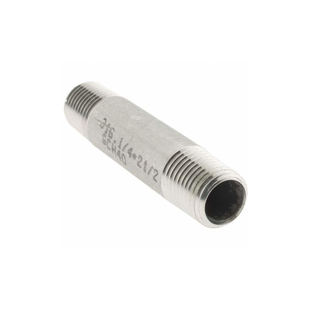 Value Collection Stainless Steel Pipe Nipple: 1/4" Pipe, Grade 316 & 316L - 6BN1/4*21/2