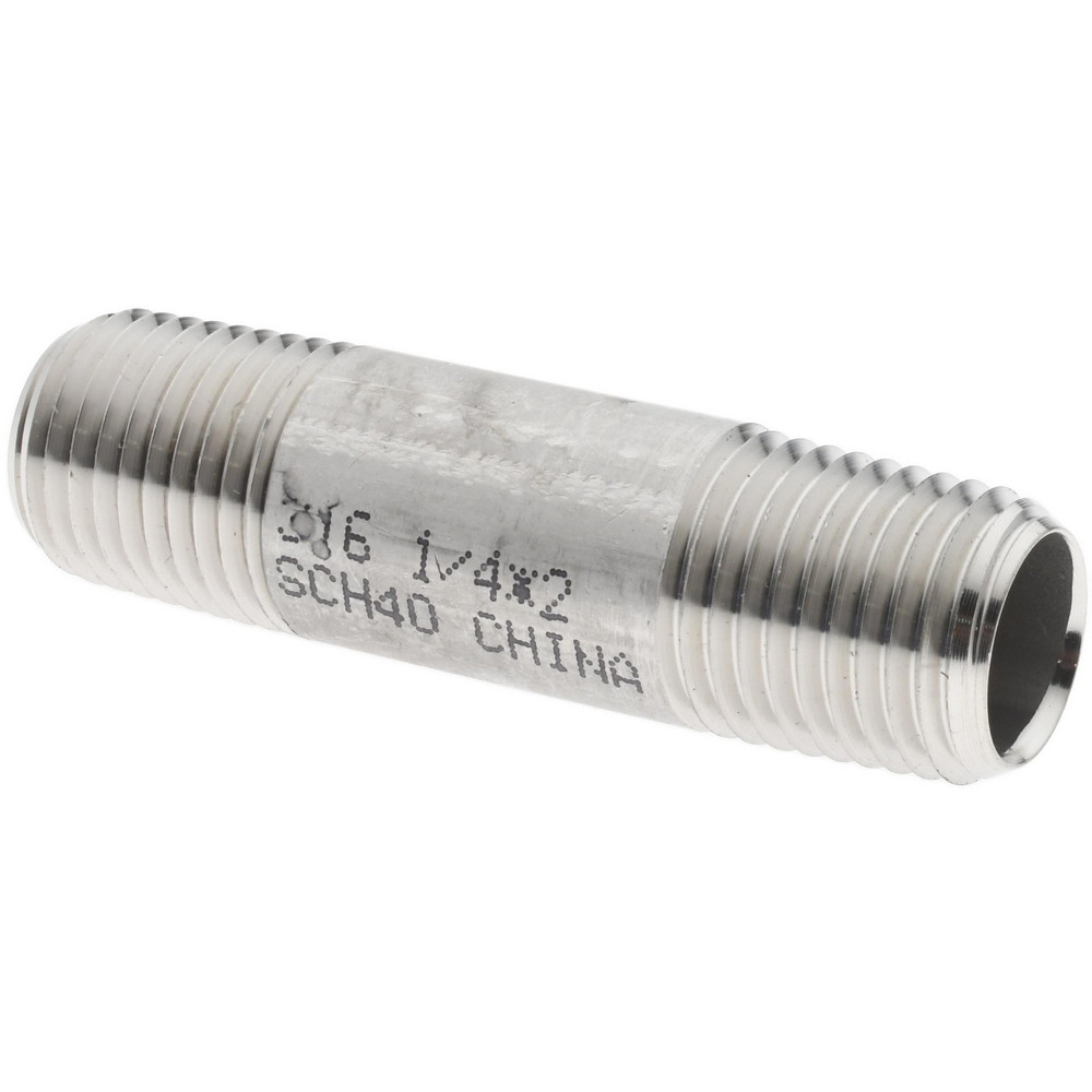 Value Collection Stainless Steel Pipe Nipple: 1/4" Pipe, Grade 316 & 316L - 6BN1/4*21/2