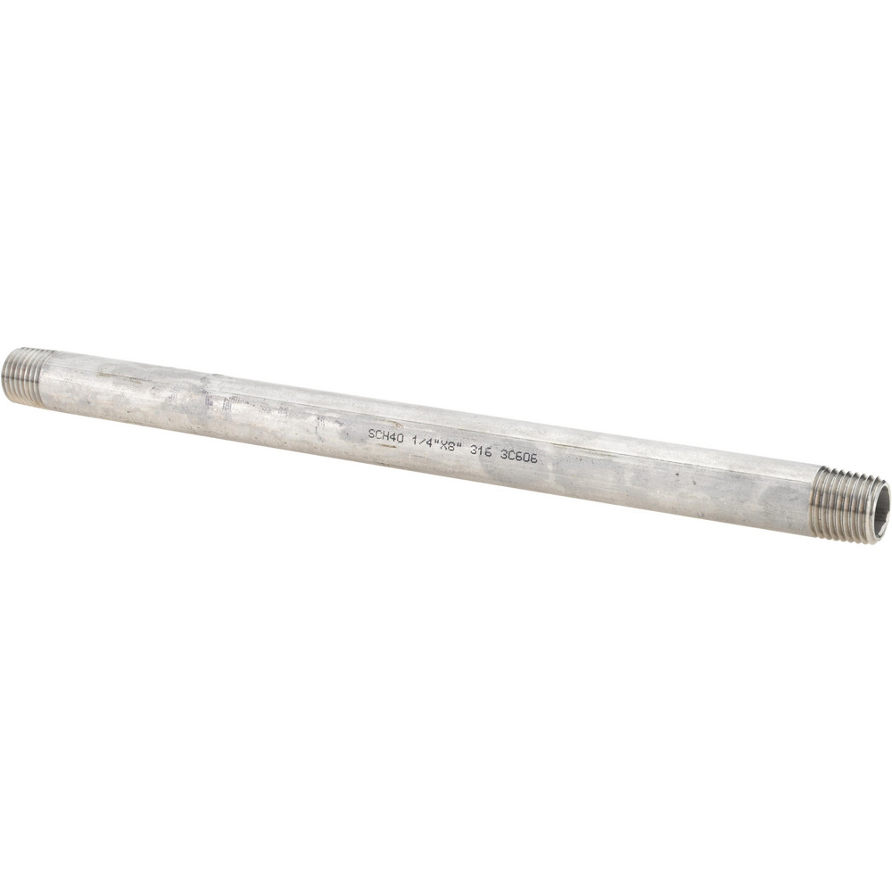 Merit Brass Stainless Steel Pipe Nipple: 1/4" Pipe, Grade 316 & 316L - 6004-800