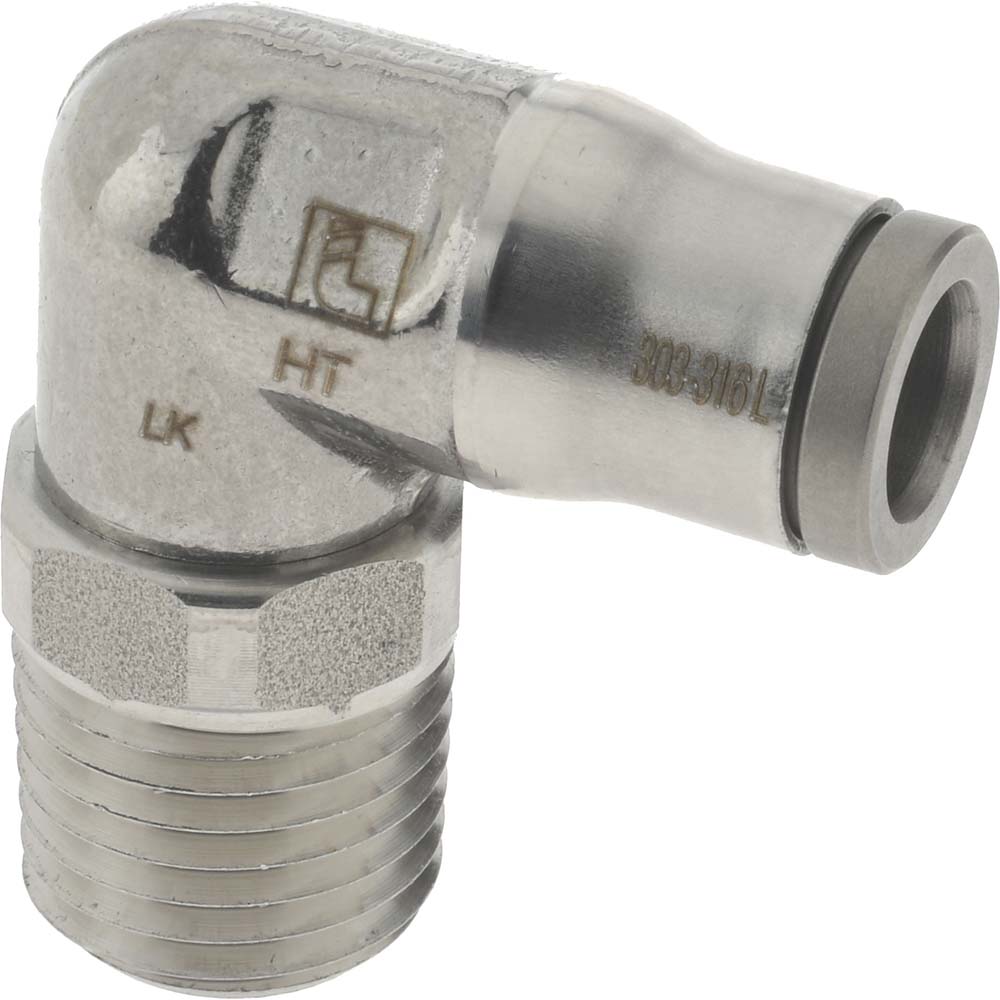 Legris Push-to-Connect Tube x MNPT x Tube x Male Fitting: Elbow, NPT, 1/4" OD - 3889 56 14