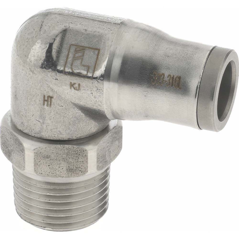 Legris Push-to-Connect Tube x MNPT x Tube x Male Fitting: Elbow, NPT, 1/4" OD - 3889 56 14